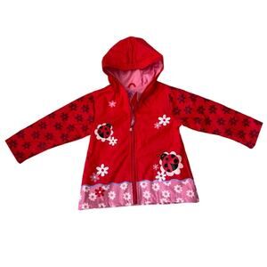 Stephen Joseph Toddler Kids Cute Red/Pink Floral Lady Bug Rain Coat, Size 3T